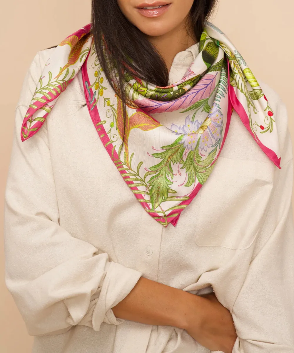 Casual Style Floral Square Scarf
