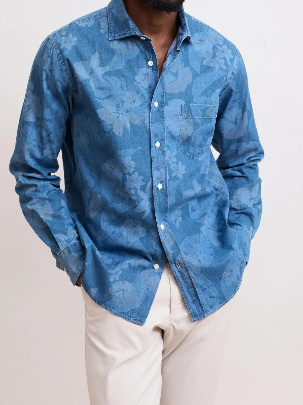 Soft And Comfortable Simple Indigo Blue Print Shirt