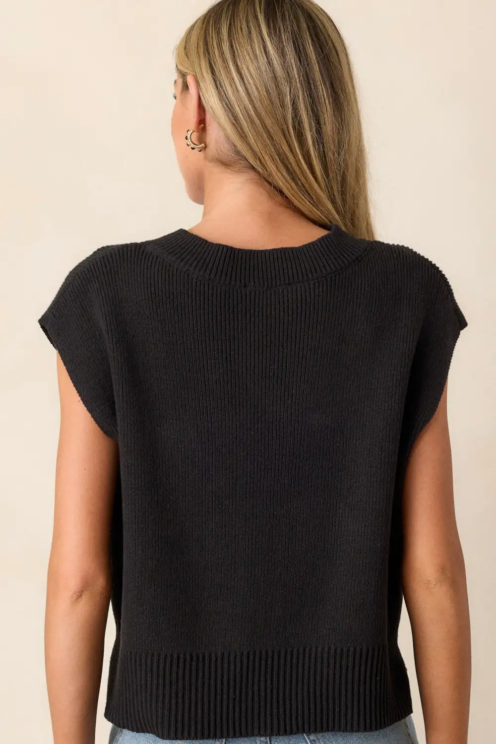 Rustic Retreat Black Short Sleeve Sweater Top