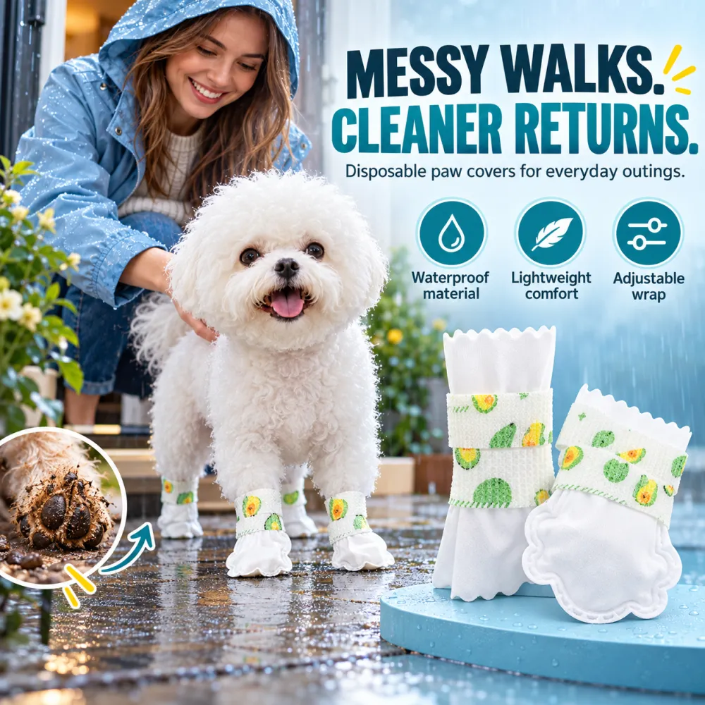 Disposable Pet Booties Outdoor Non-Woven Dog Leg Covers Waterproof Anti-Slip No-Wash Dog Shoes Pet Footwear