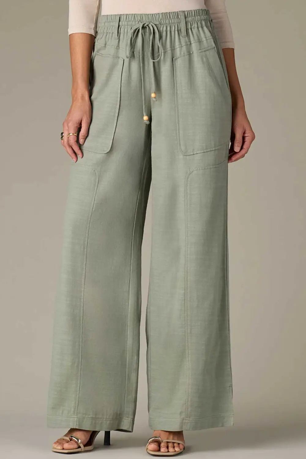  V-yoke Side Panel Wide Leg Pants Self