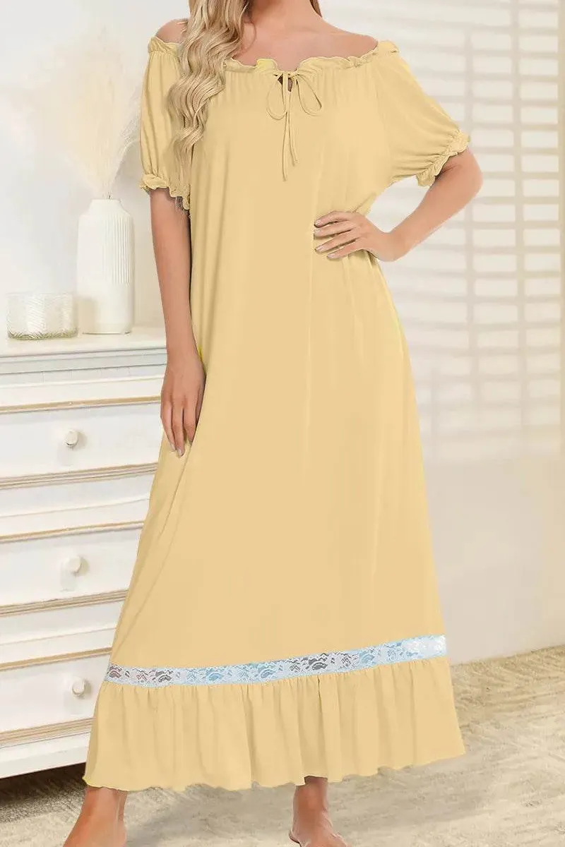 Lace Detail Short Sleeve Casual Dress