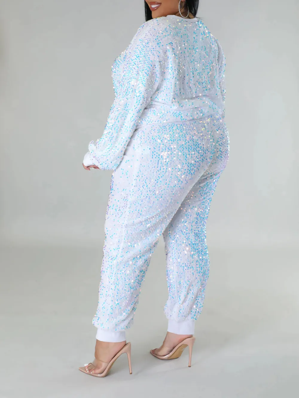 Plus Size Women'S Fashion Sequin Suit