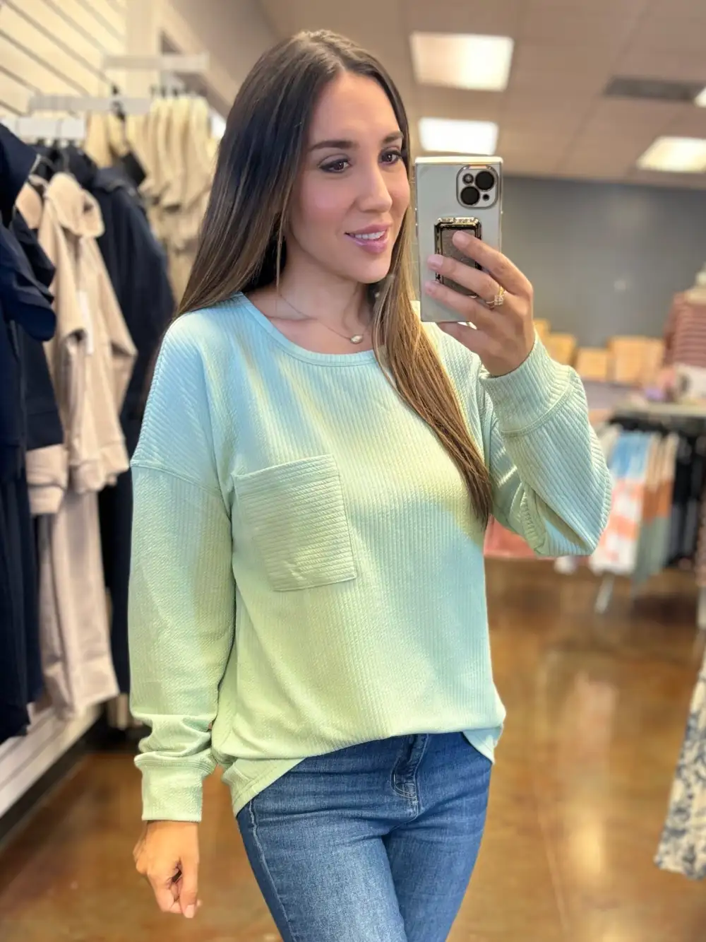 Mint Chip Ribbed Top