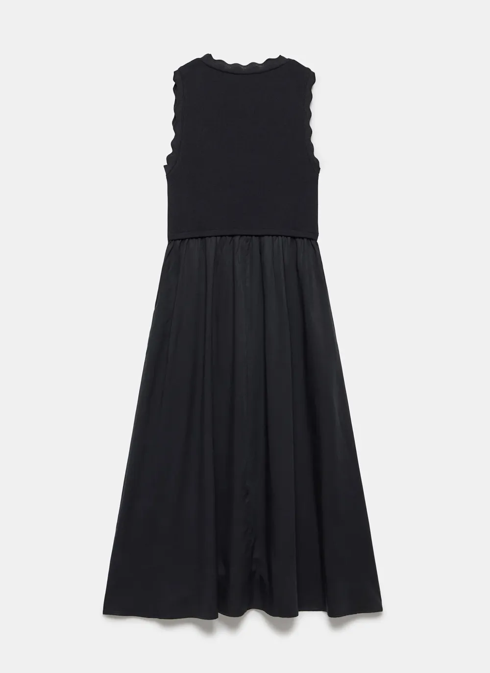Casual Style Scallop Trim Midi Dress