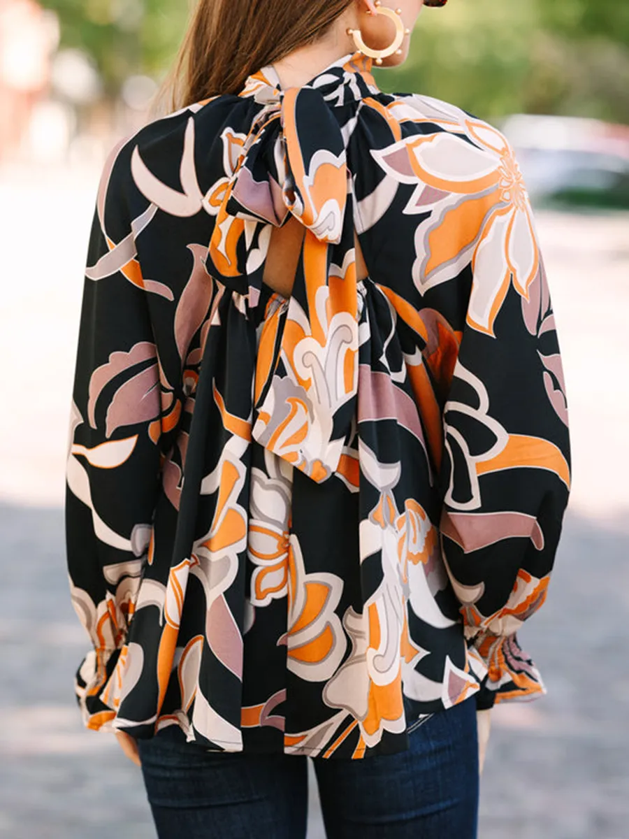 Black Floral Abstract Blouse