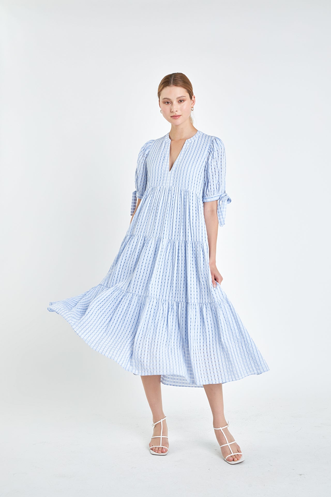 Gingham Tiered Midi Dress