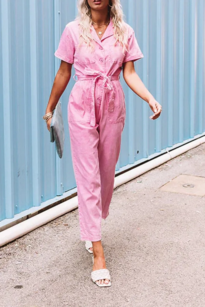 Fashion Workwear Style Pure Cotton Women's Jumpsuit