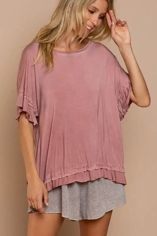 Peek-a-boo Ruffle Overlay Knit Top | URBAN ECHO SHOP