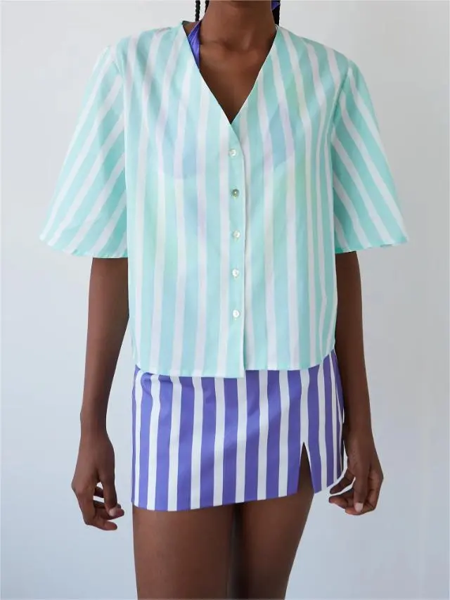 BLUE STRIPED BLOUSE