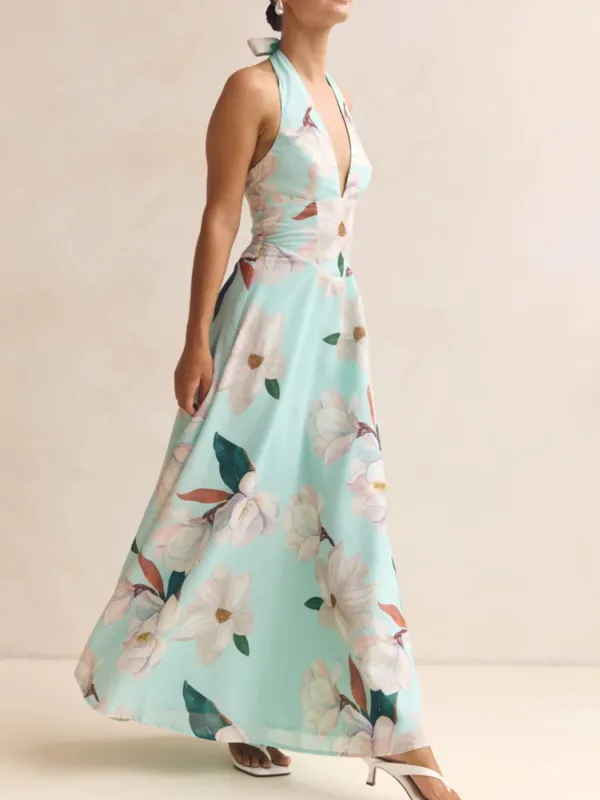 Clean Line Floral Printed Maxi Dress