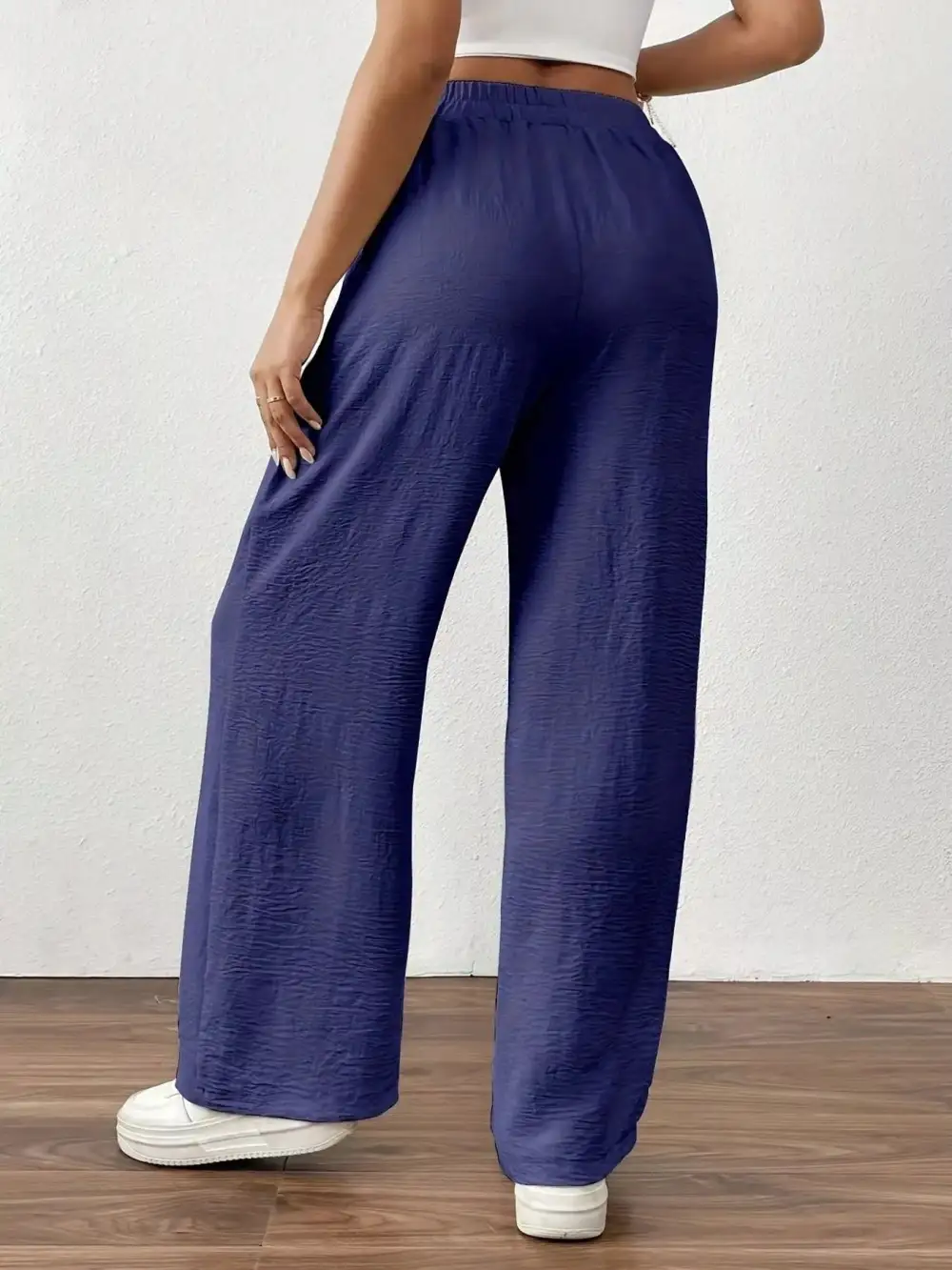 Relaxed Casual Drawstring Wide Leg Pants