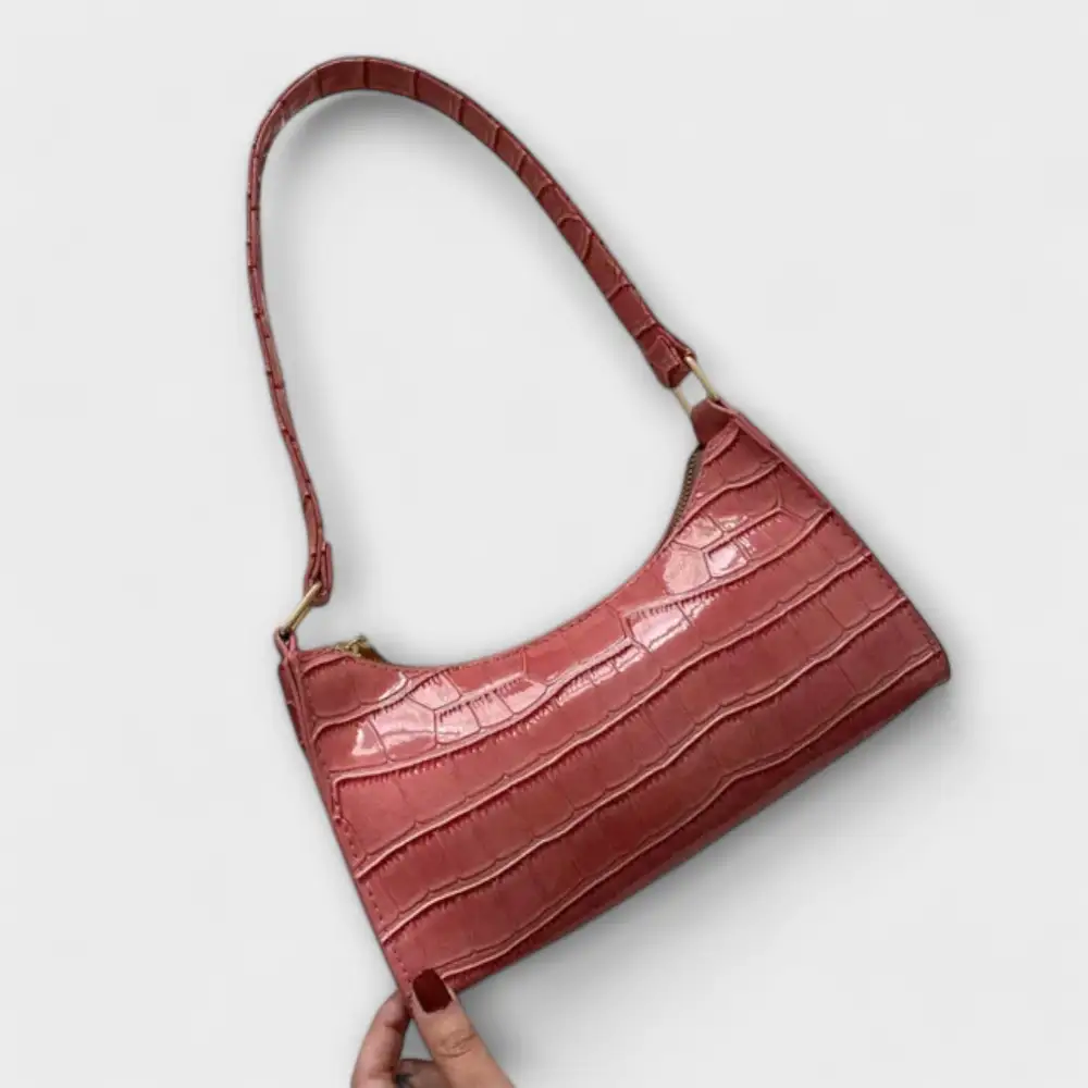 Structured Foldover Leather Handbag