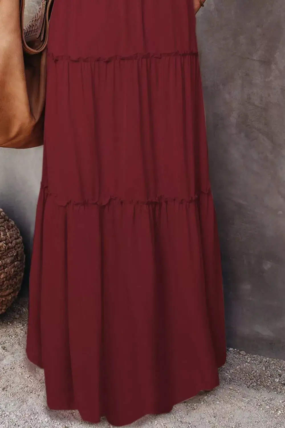 Tiered Drawstring Maxi Skirt