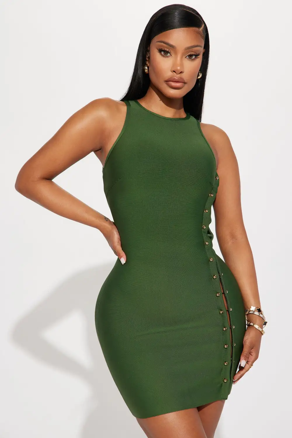 Pierce Bandage Mini Dress - Olive