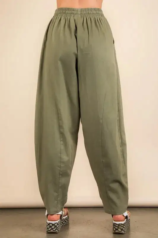 Relaxed Solid Barrel Comfy Woven Pants
