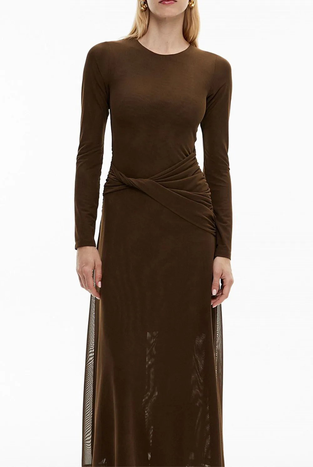 Net Fabric Pleated Dress