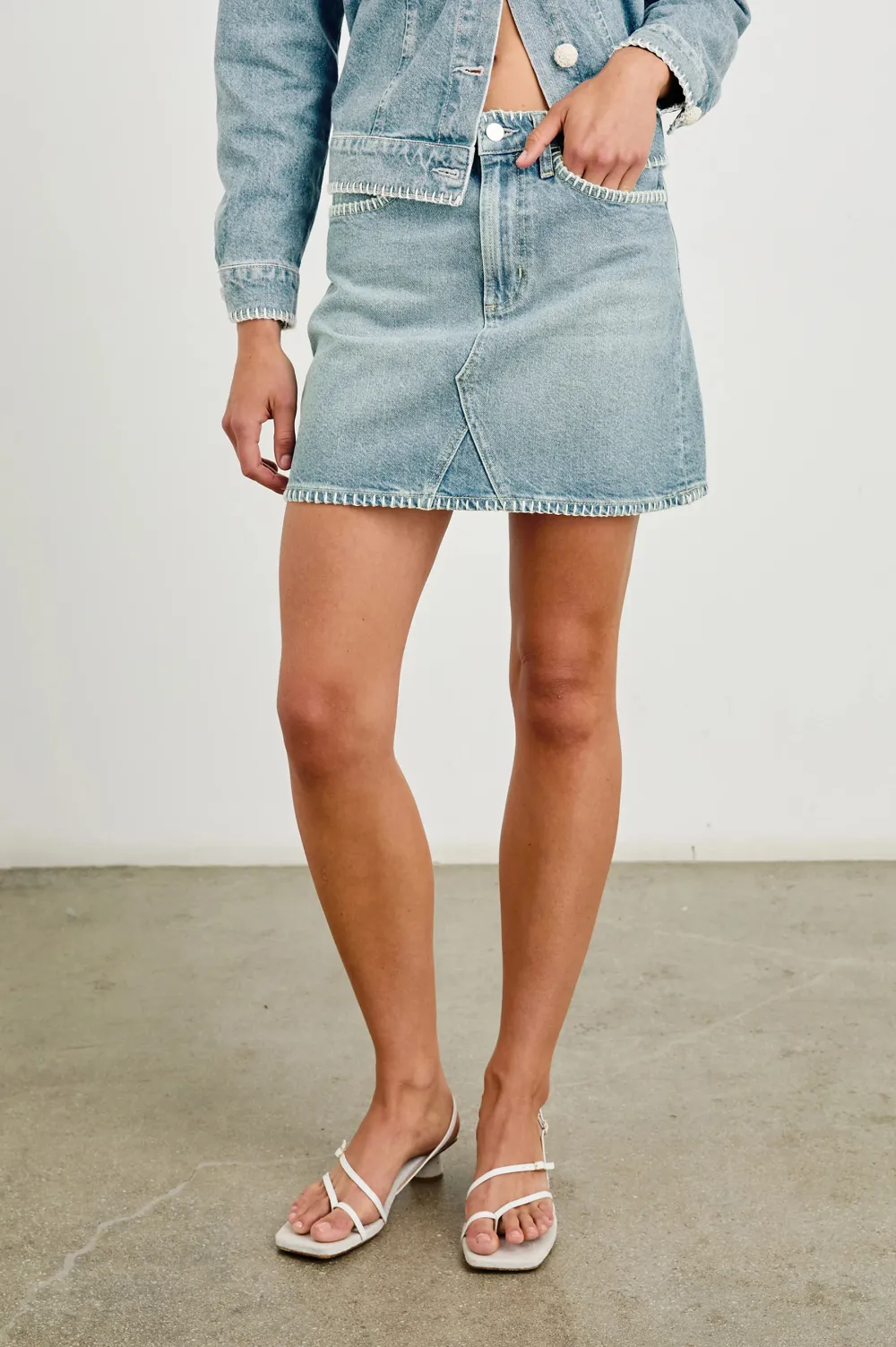 High-Waisted Figure-Hugging Mini A-Line Skirt