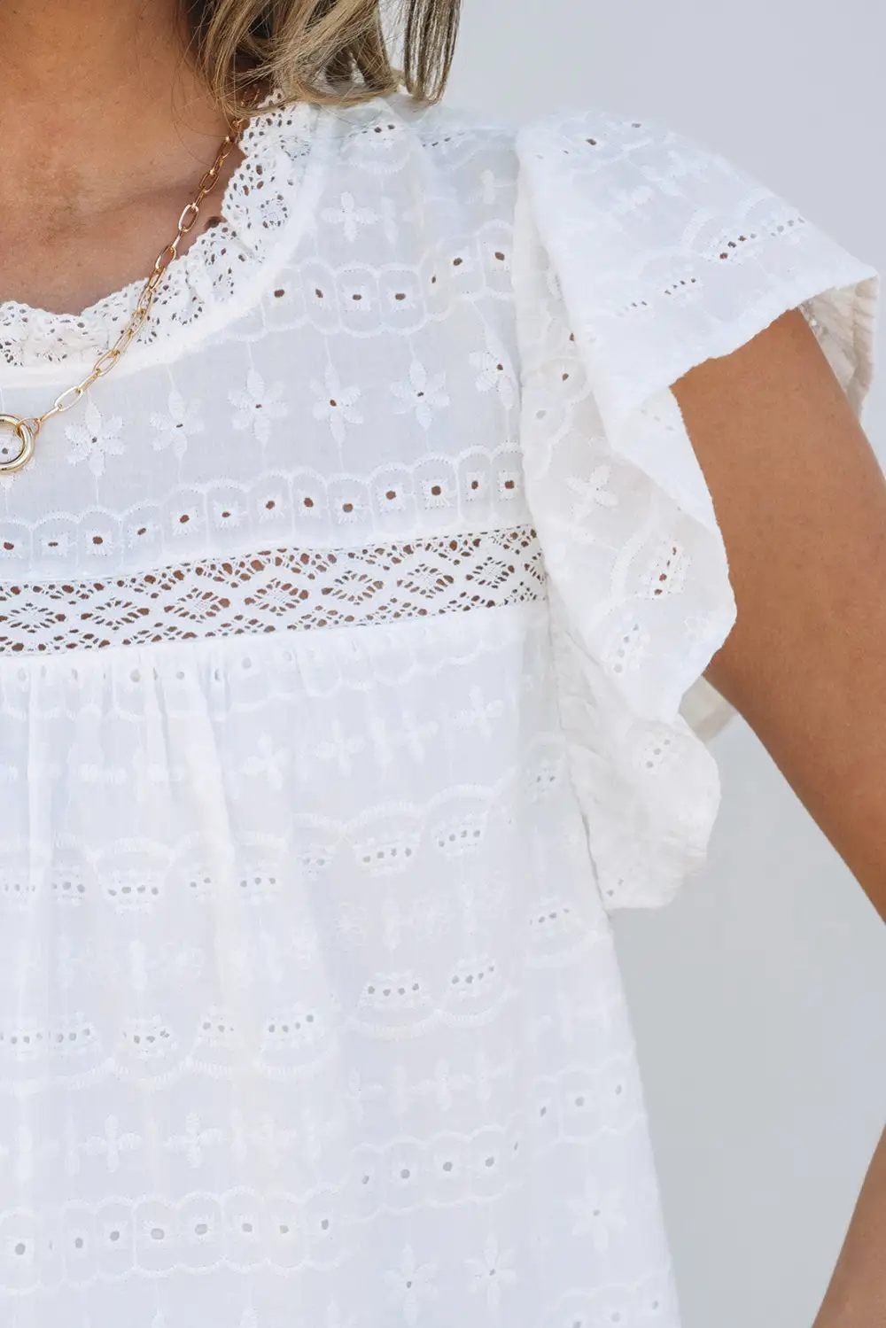 Everyday Lace Trim Blouse