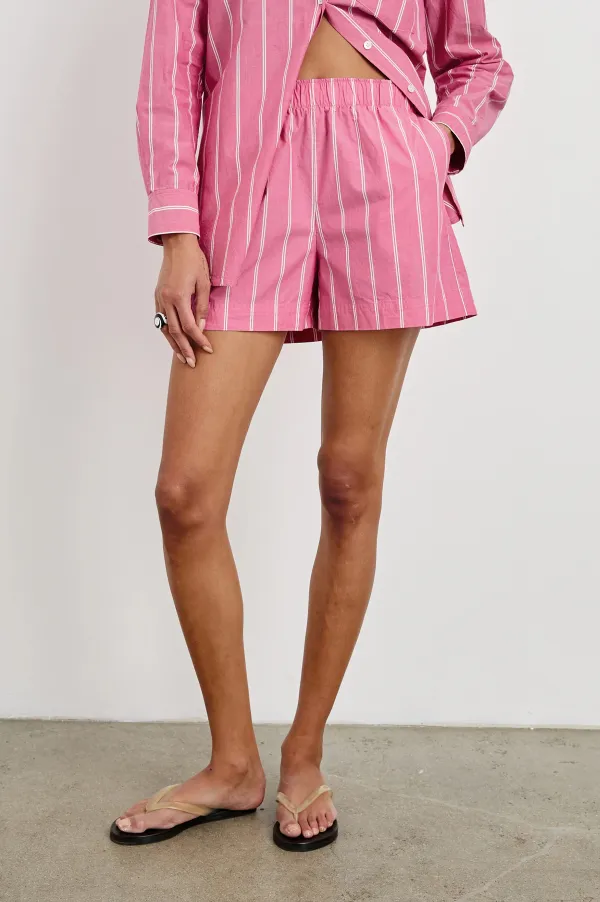 Pink Striped Midriff Shorts