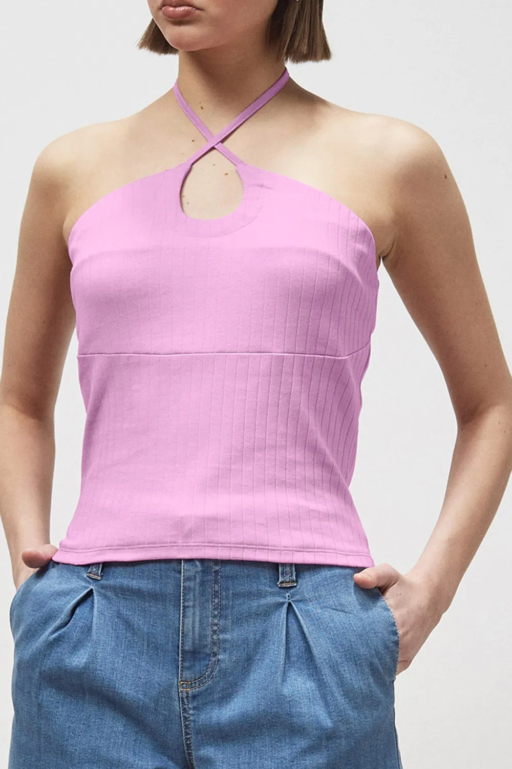 Cotton Halter Neck Cross Neck Vest