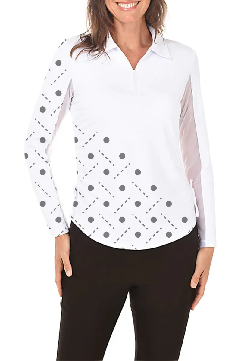 Ruched Zip Polo Shirt