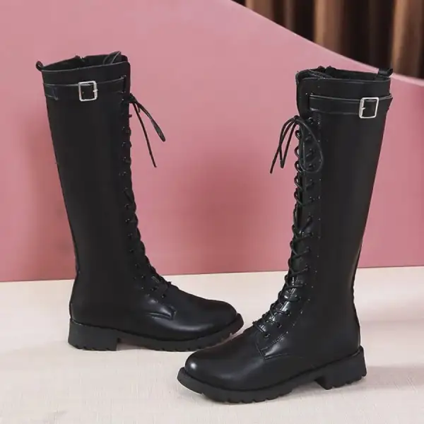 Leather Lace Up Combat Boots