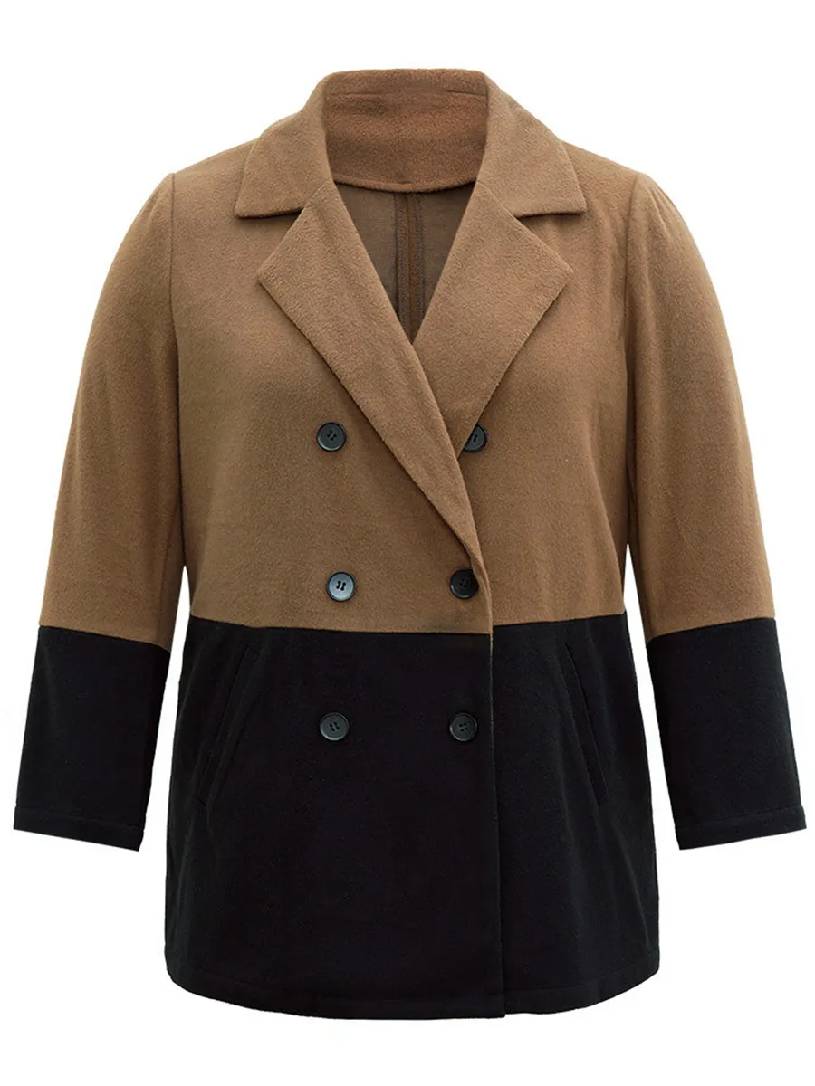 Plus-size women's elegant tweed coat