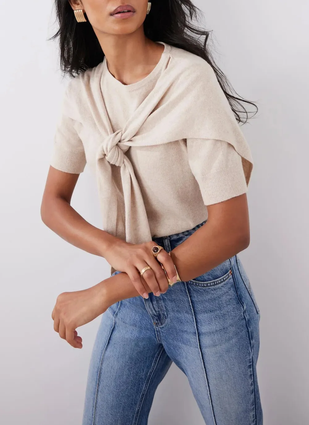 Casual Style Neutral Cotton Knit Top