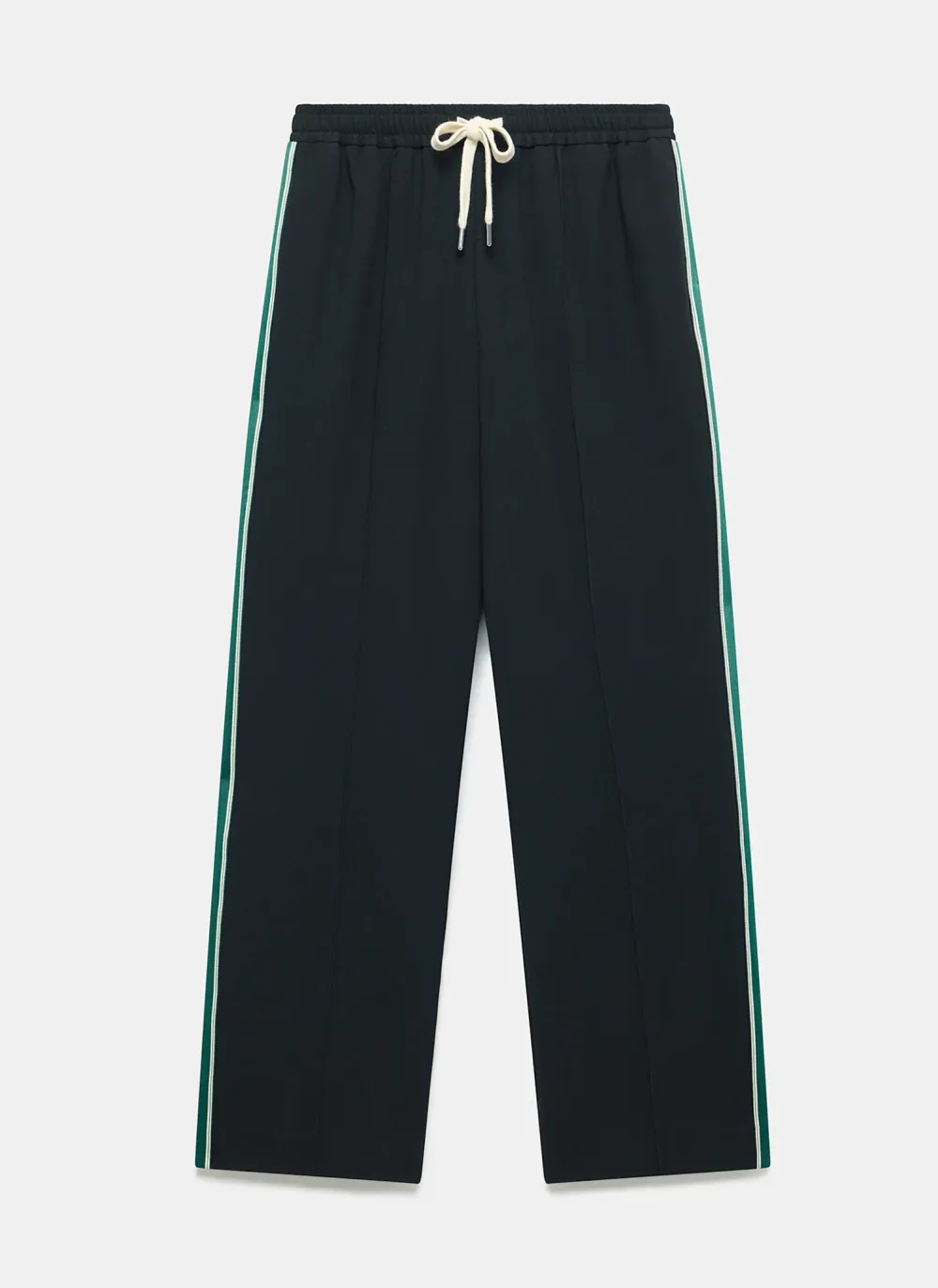 Casual Style Black Wide Side Stripe Trousers