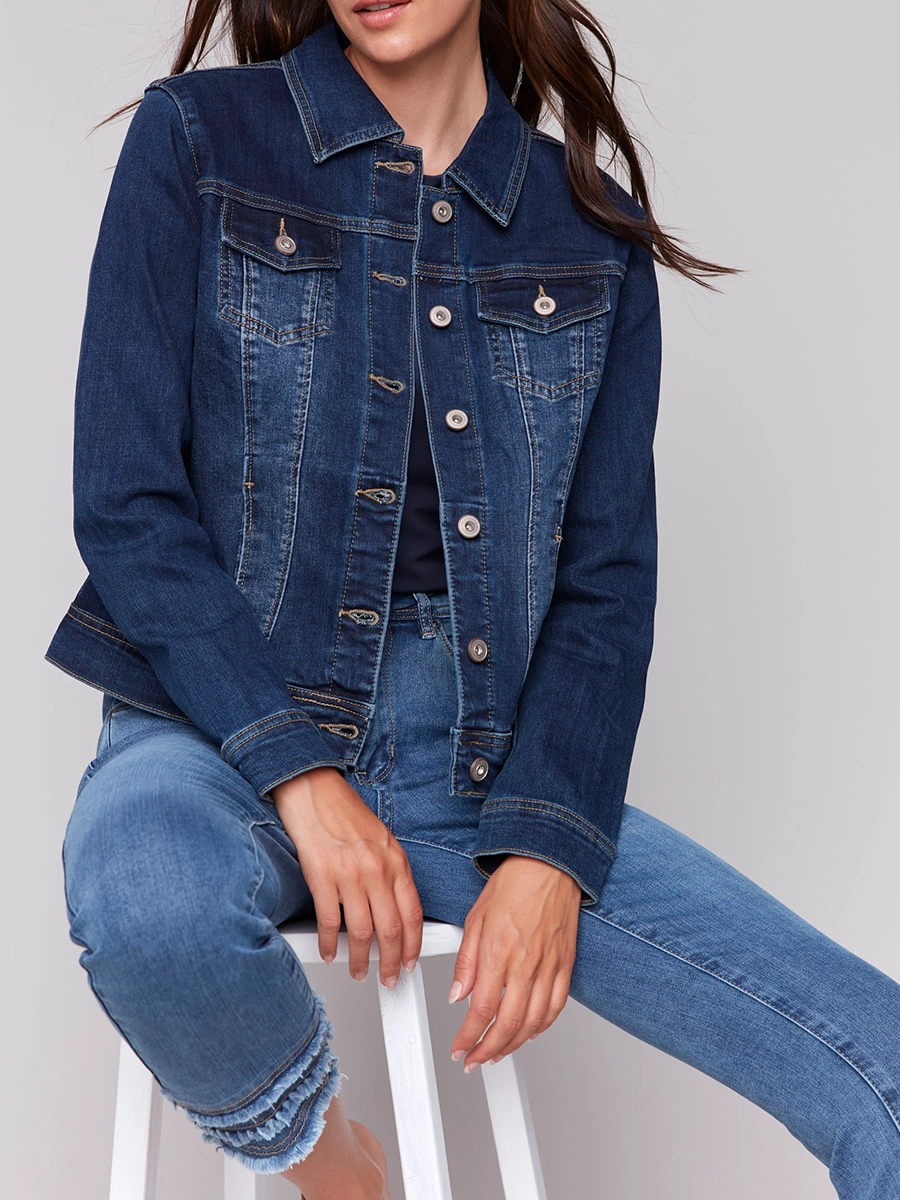 Trendy Stiff Cotton Denim Jacket