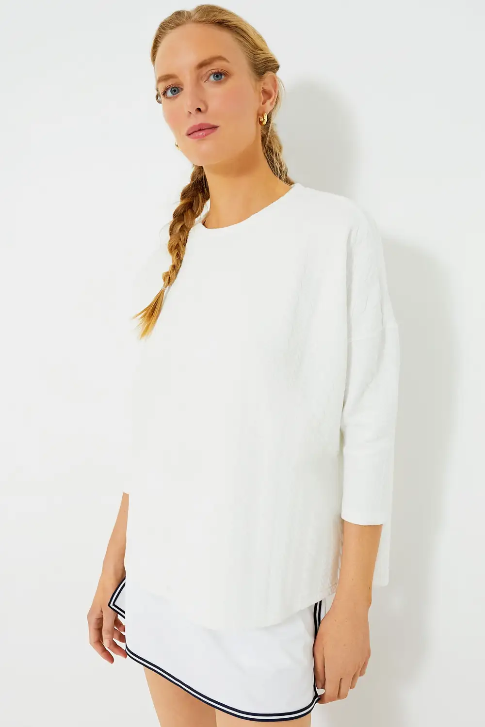 White Cable Ally Swing Sweatshirt