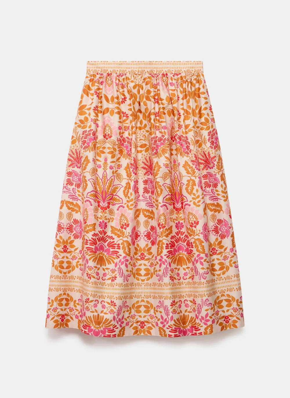 Casual Style Orange Floral Print Midi Skirt