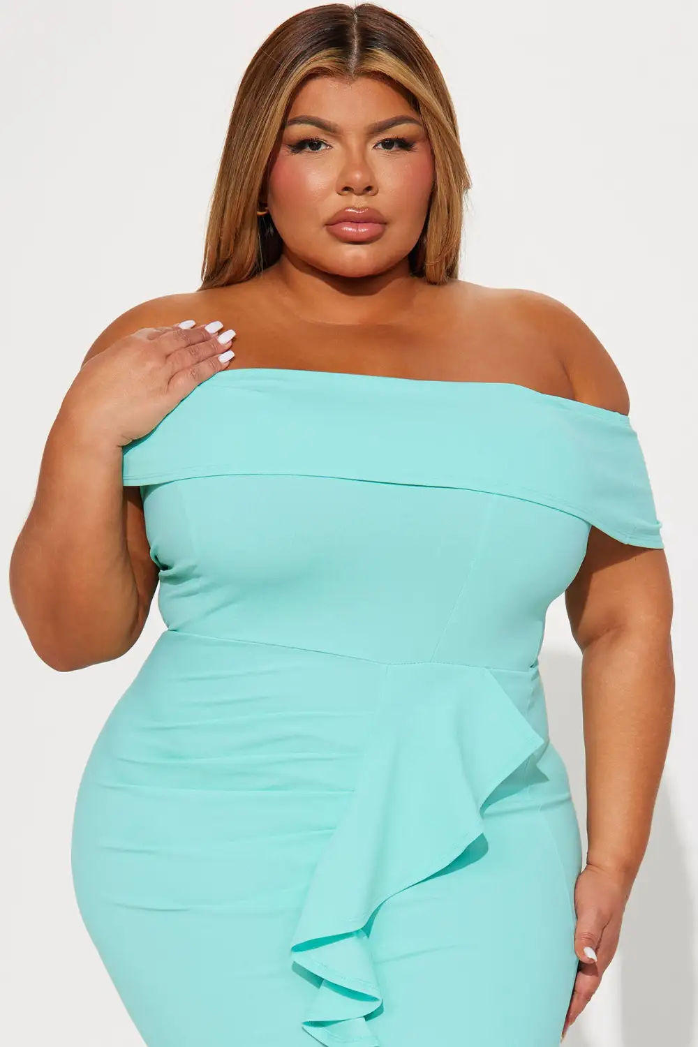 Nicole Off Shoulder Maxi Dress - Mint