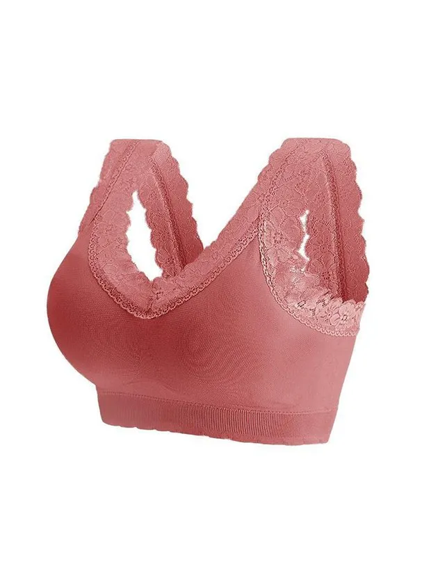 Breathable Comfortable Lace Detachable Cup Seamless  Bra