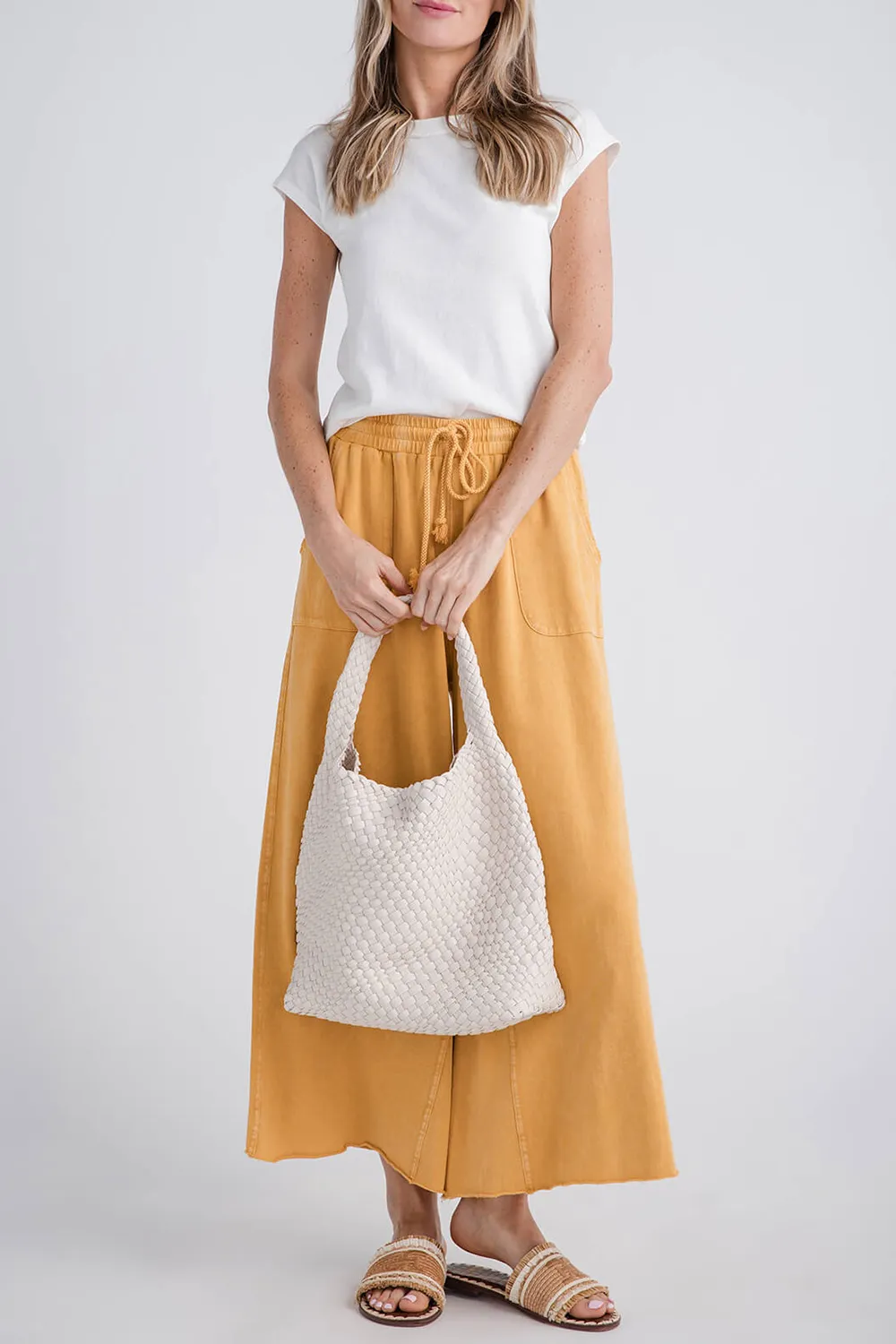 Easel Wide Leg Knit Pants - ash