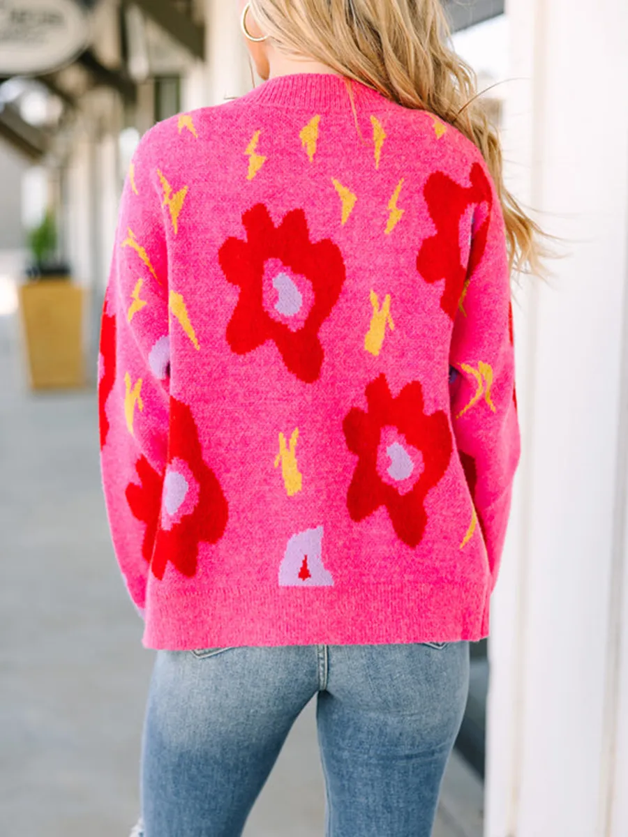 Pink Floral Cardigan