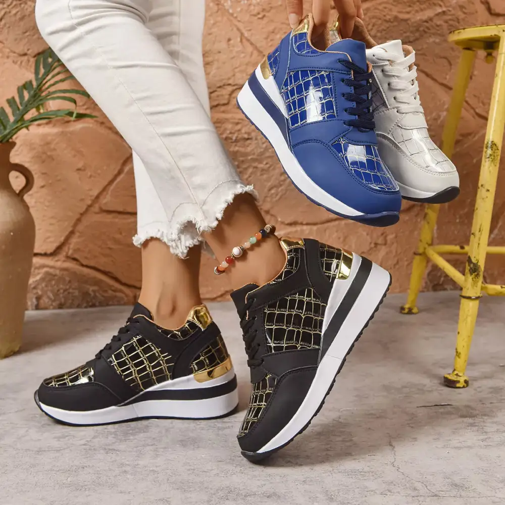 Refined Lace-Up Round Toe Sneakers