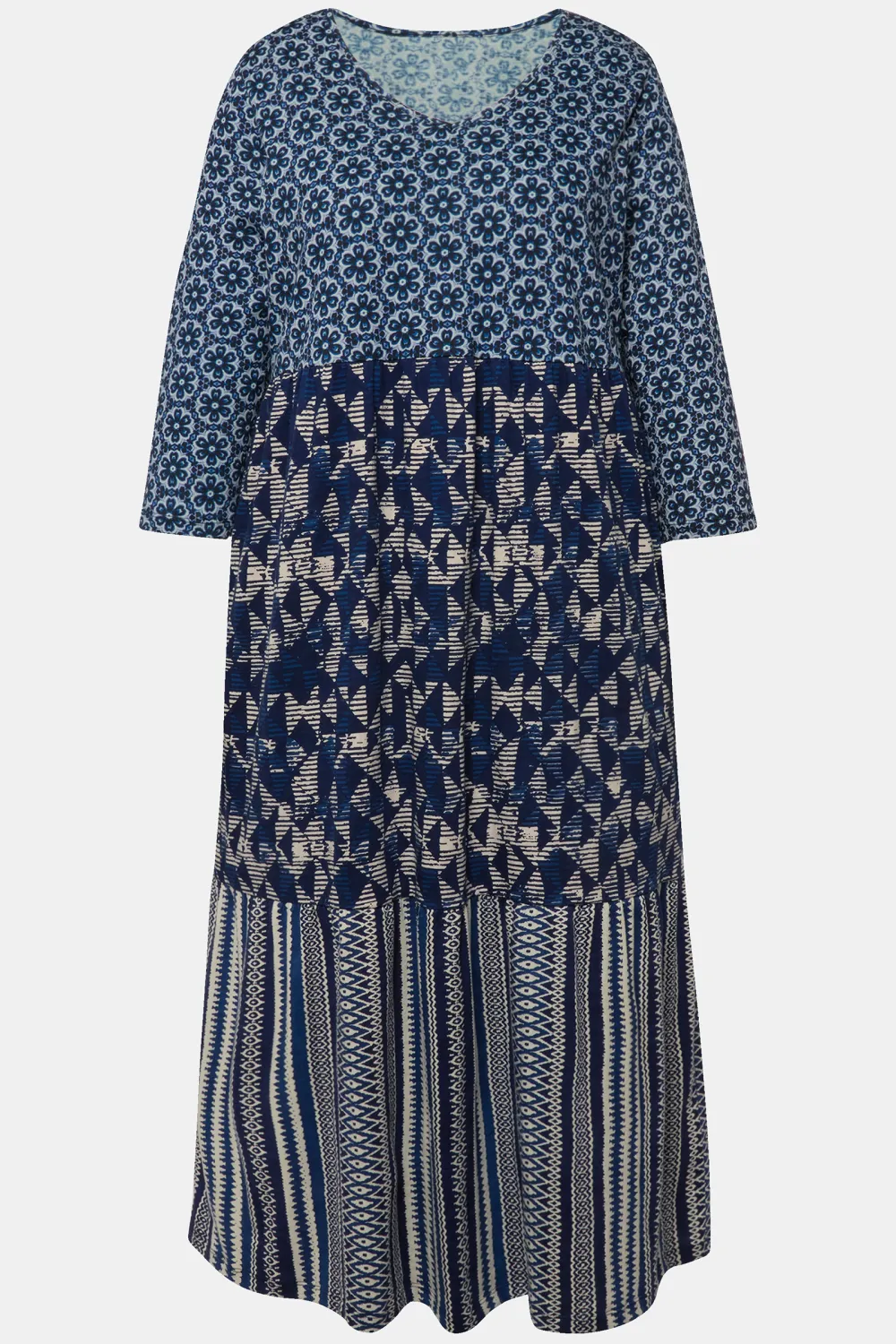 Geometric Printed Color Blocked Dress