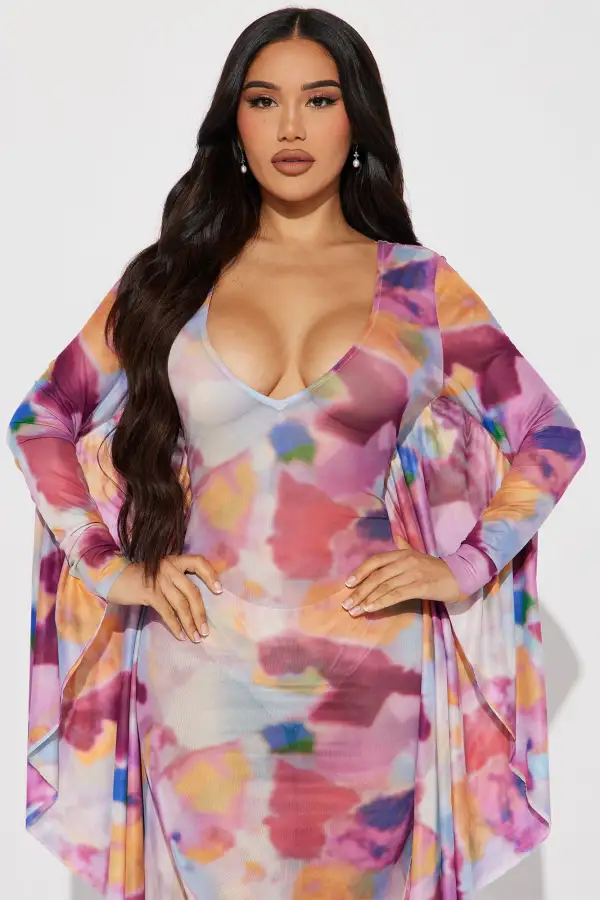 Mariposa Mesh Maxi Dress - Pink/combo