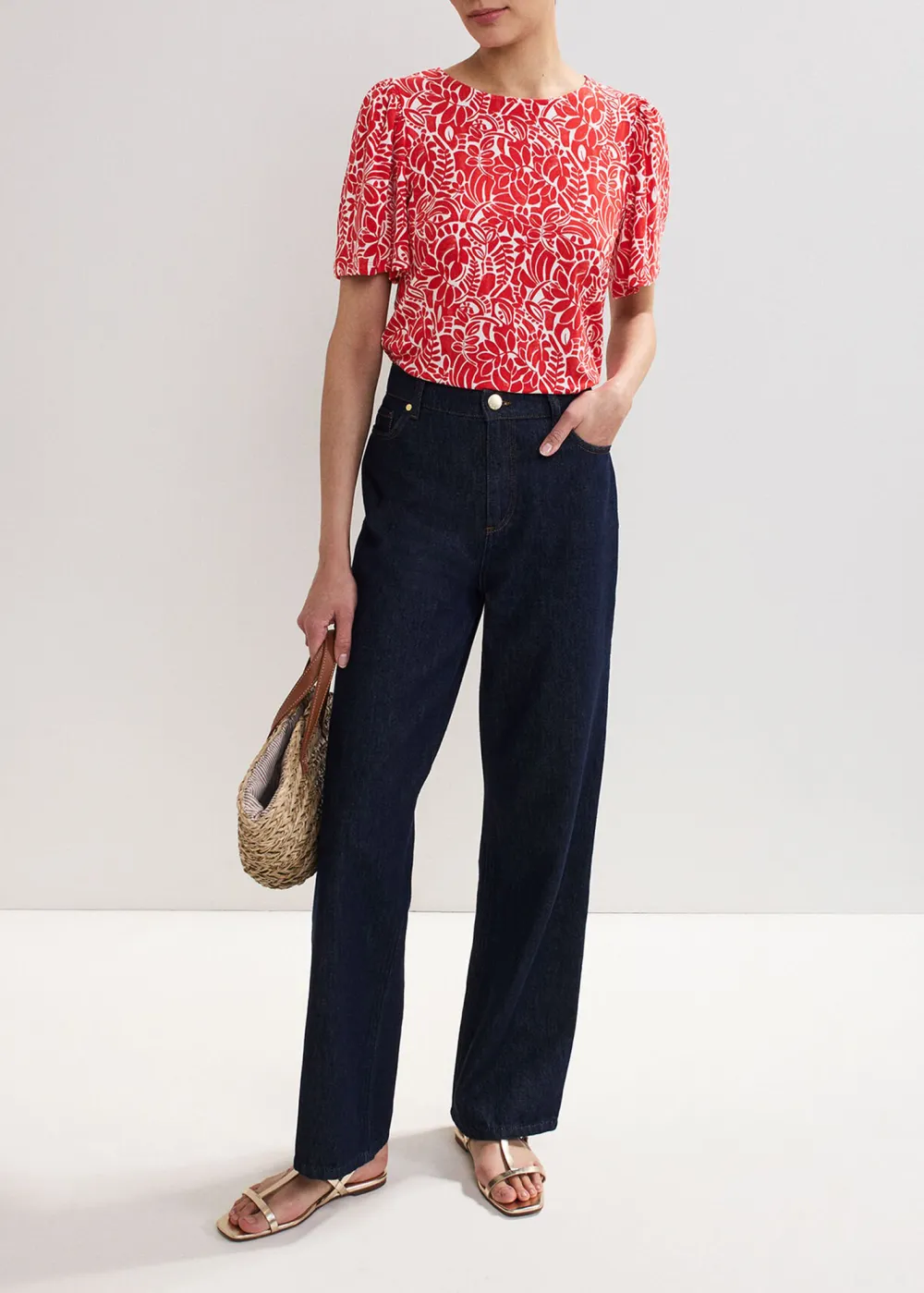 Fashionable High-End Red Printed Ladies Top
