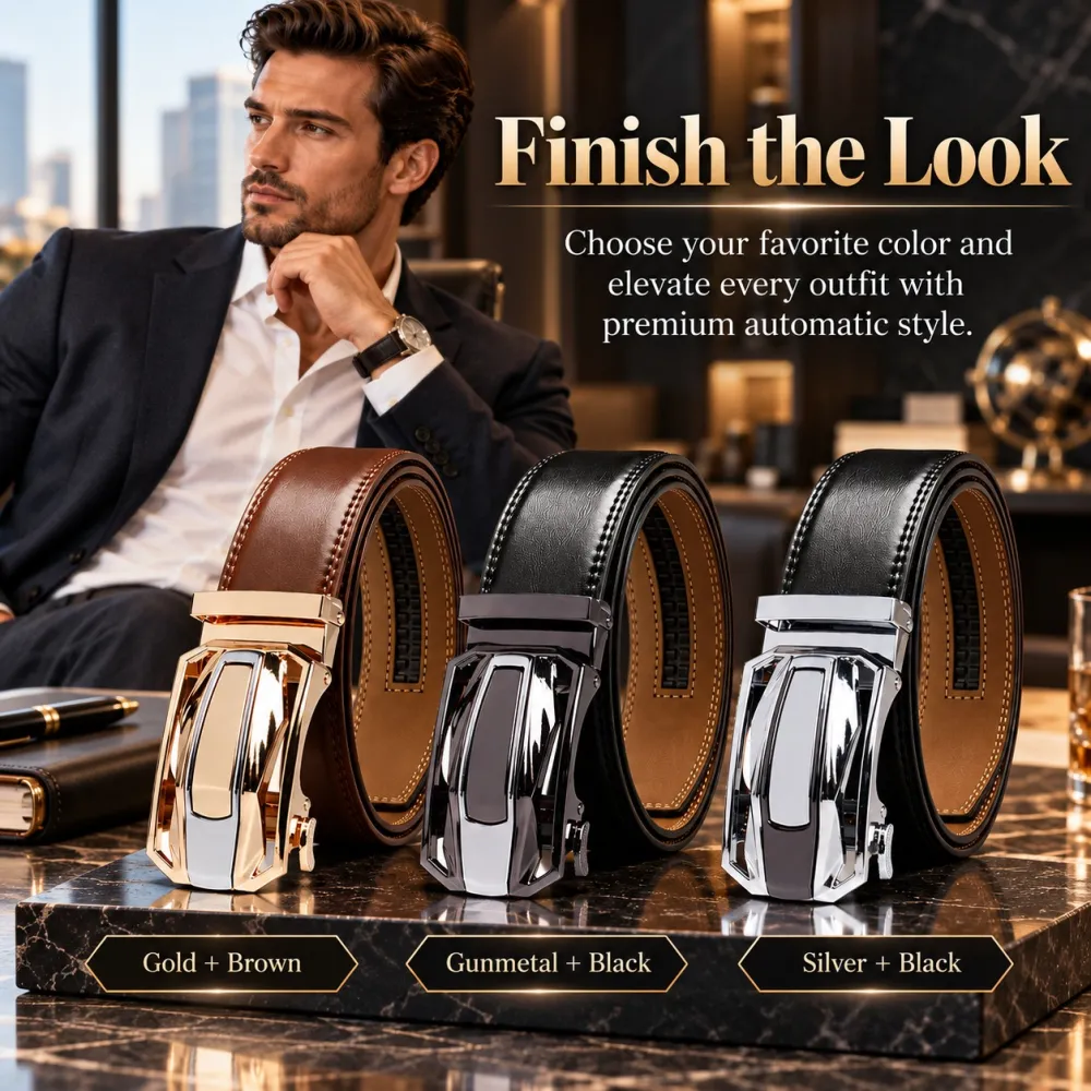 Men's Alloy Automatic Buckle Belt Fashion Simple Versatile Dress Belt