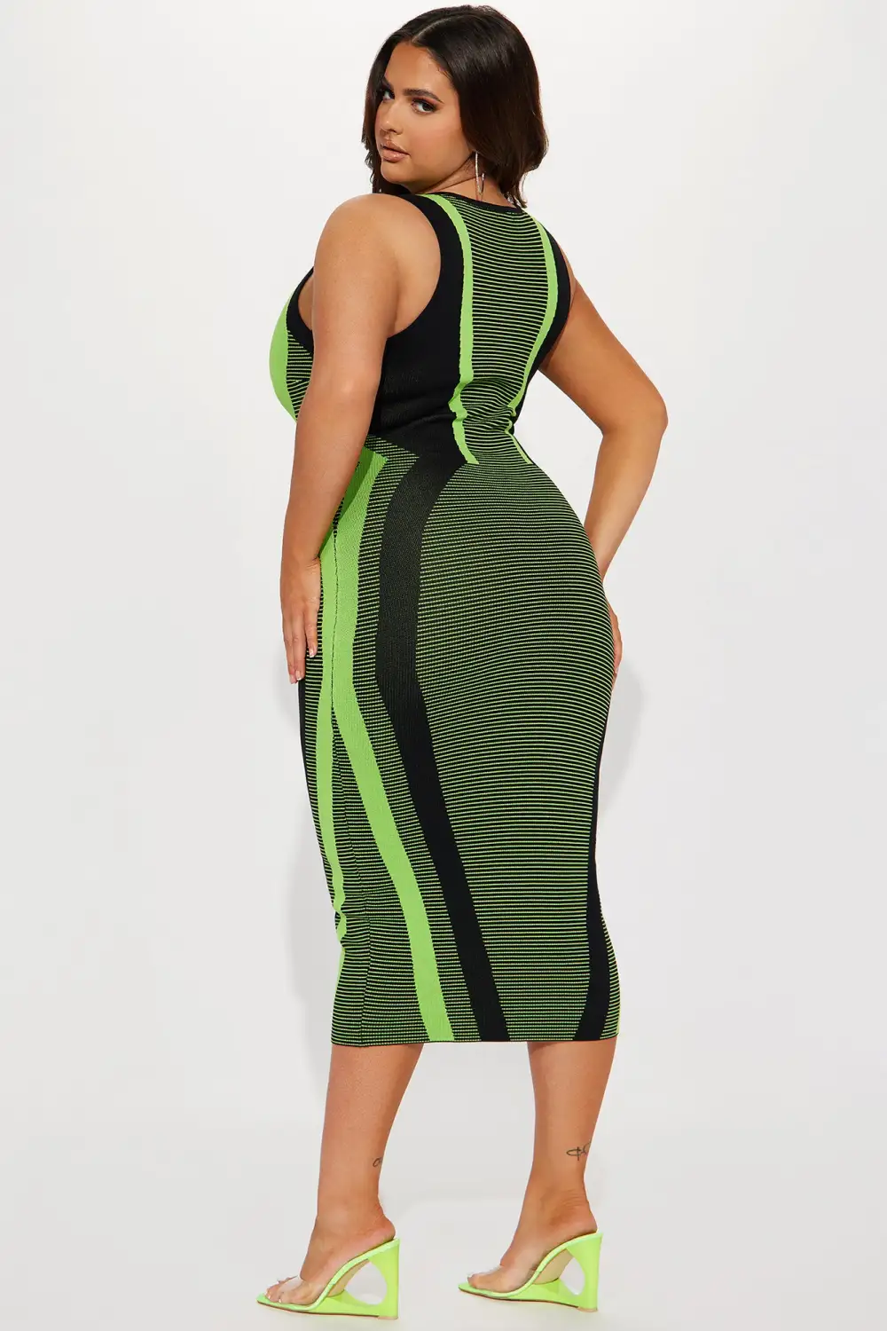 Juliana Sweater Midi Dress - Green/combo