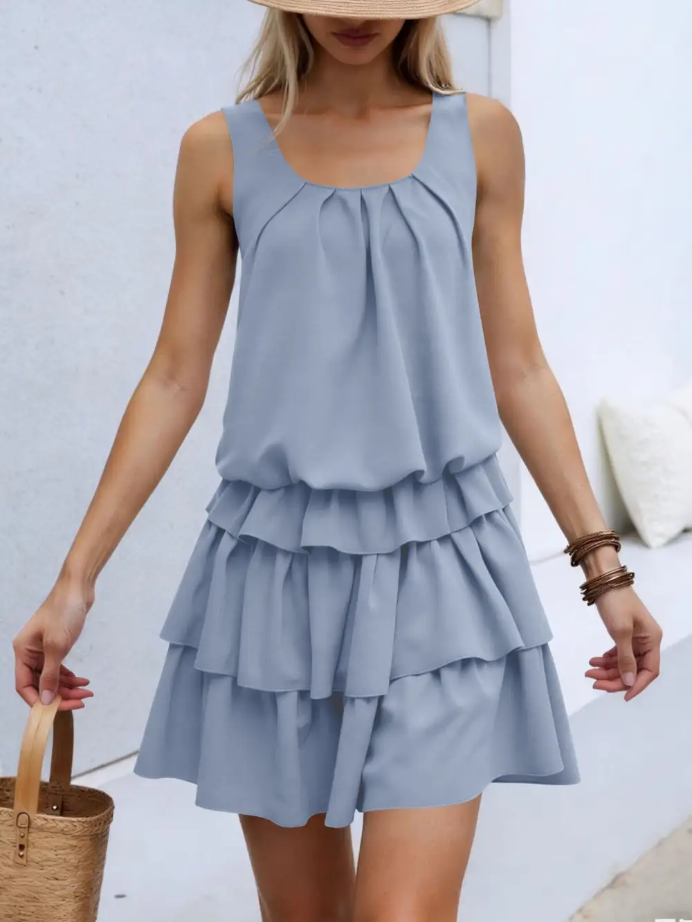 Ruffle Sleeveless Mini Dress