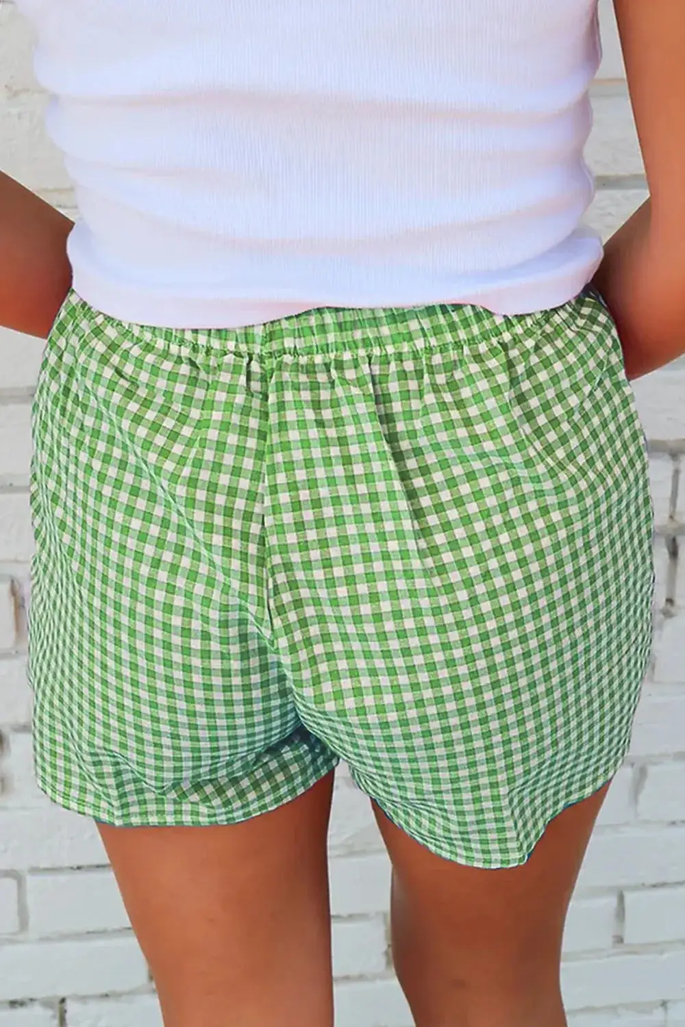 Plaid Elastic Waist Shorts