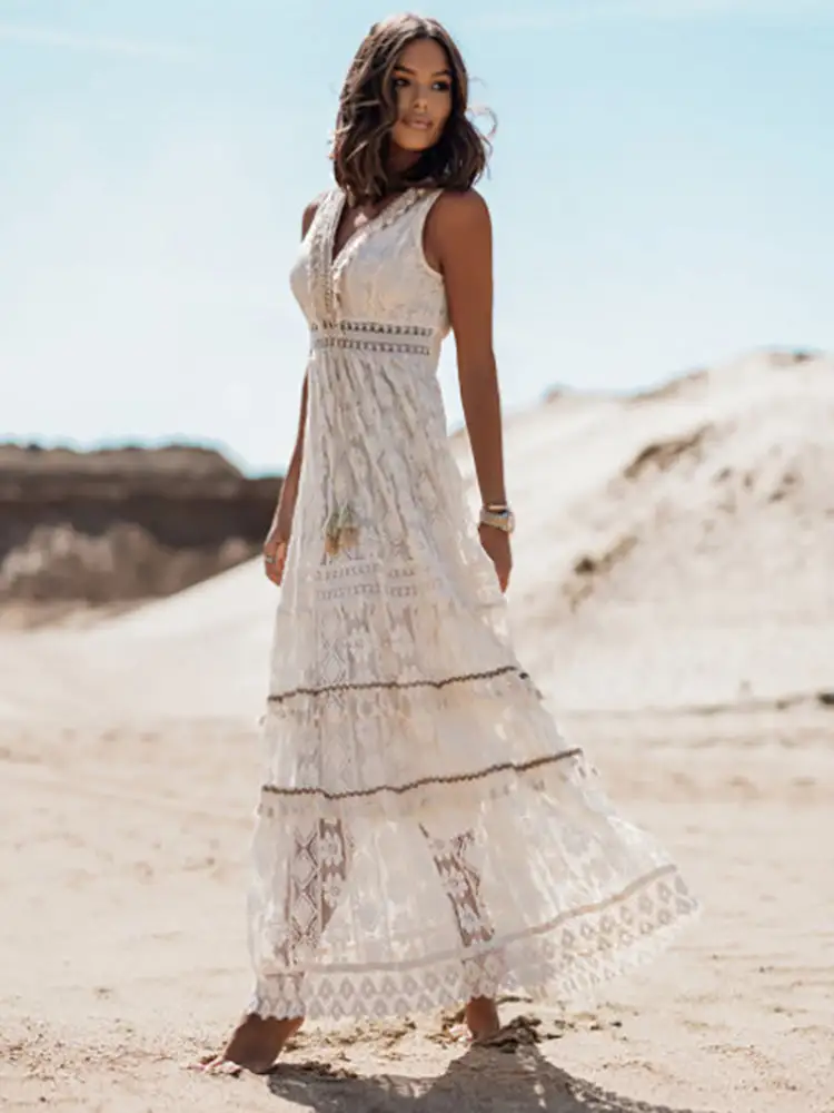 Boho Spirit White Maxi Dress