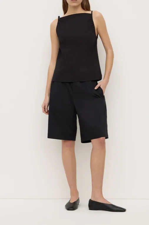 Black Longline Poplin Short
