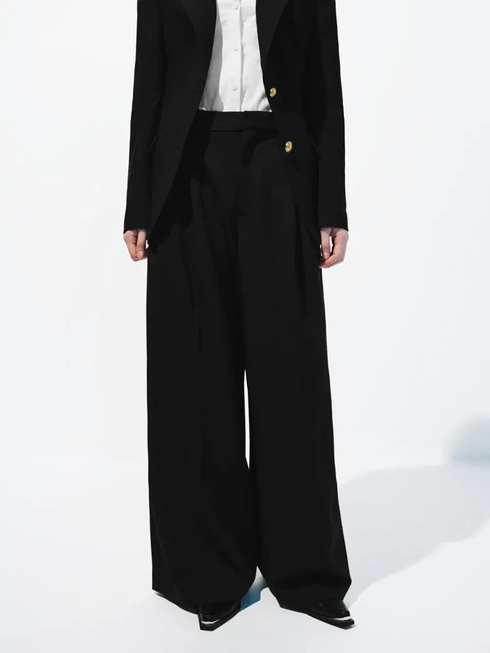 Ladies Black Straight-Waisted Commuter Style Suit Trousers