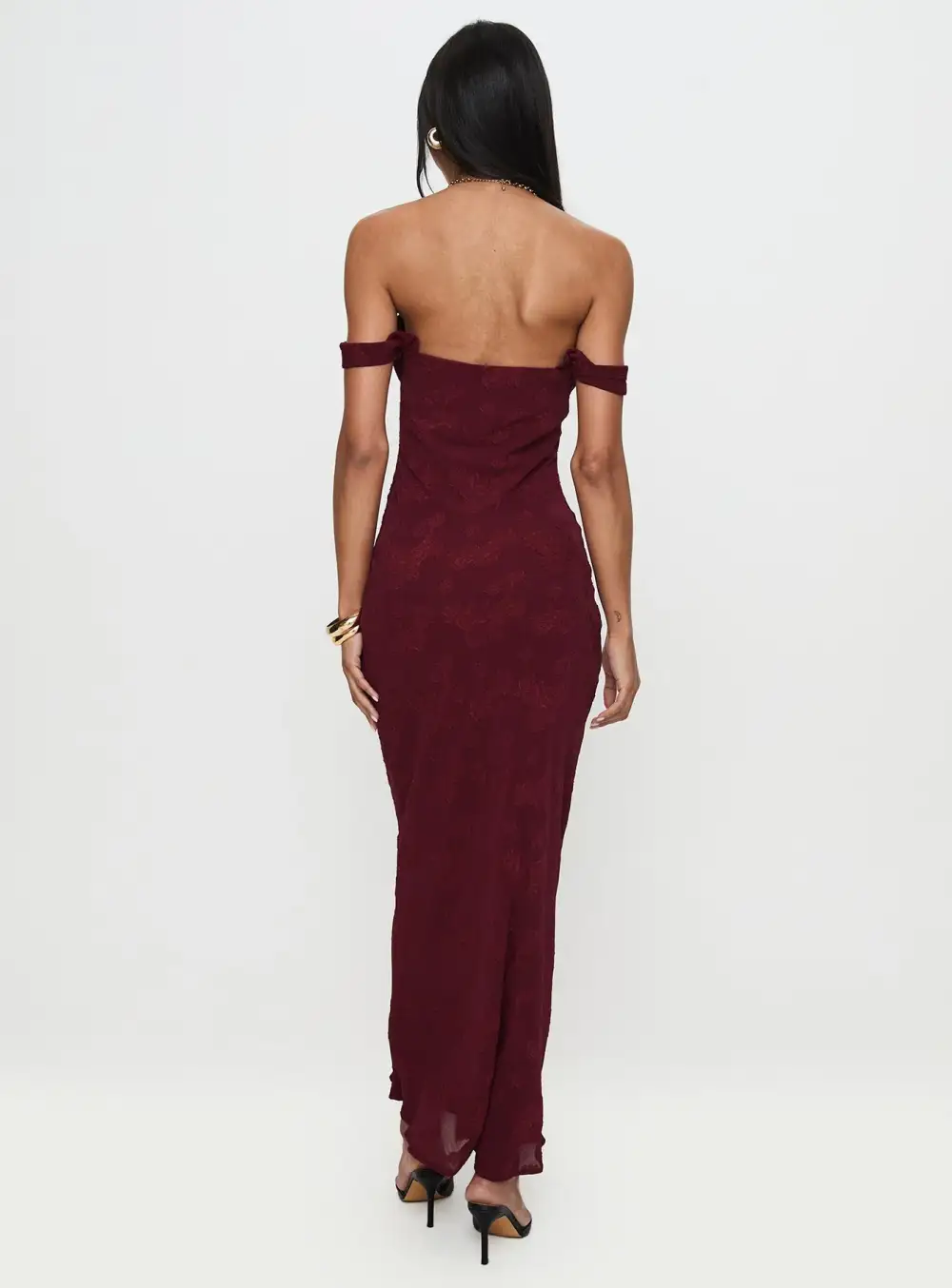 Delicate Detail Off Shoulder Maxi Dress
