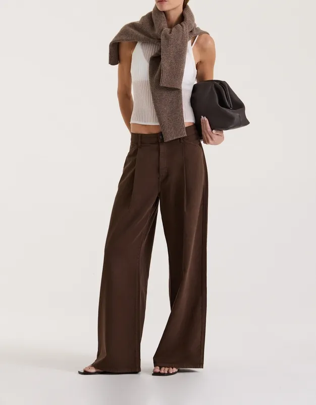 Mahogany Pleated Low-Rise Jean